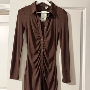 H&M Brown Button-Down Dress